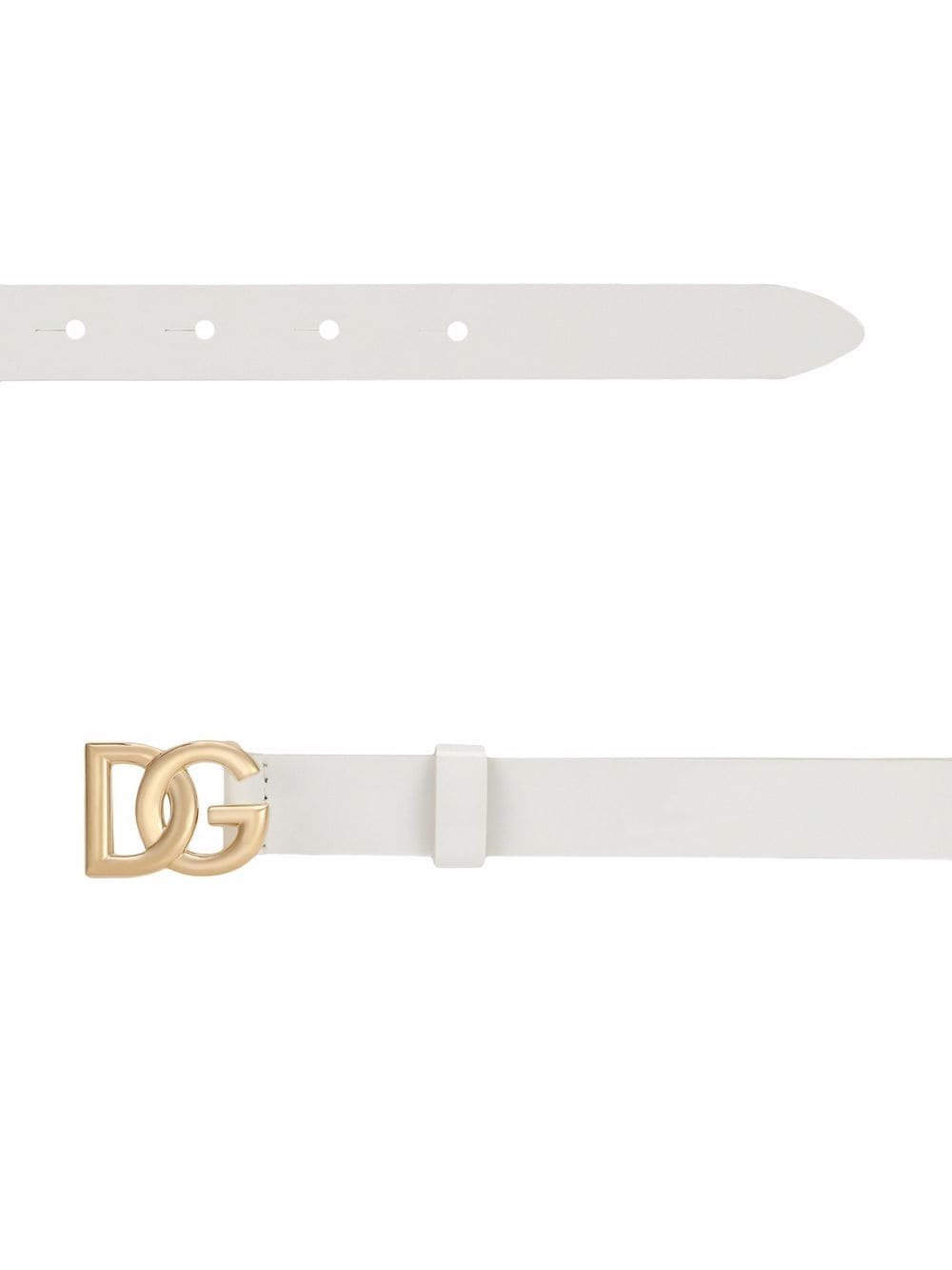 Cintura per bambina Dolce & Gabbana Kids bianco con placca logo oro - Rubino Kids