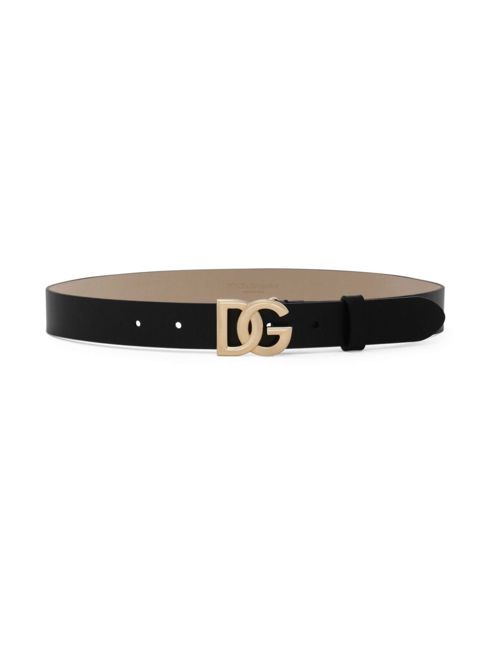 Cintura per bambina Dolce & Gabbana Kids nero con placca logo oro - Rubino Kids