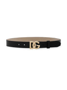 Cintura per bambina Dolce & Gabbana Kids nero con placca logo oro - Rubino Kids