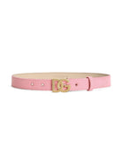 Cintura per bambina Dolce & Gabbana Kids rosa con fibbia con logo color oro - Rubino Kids