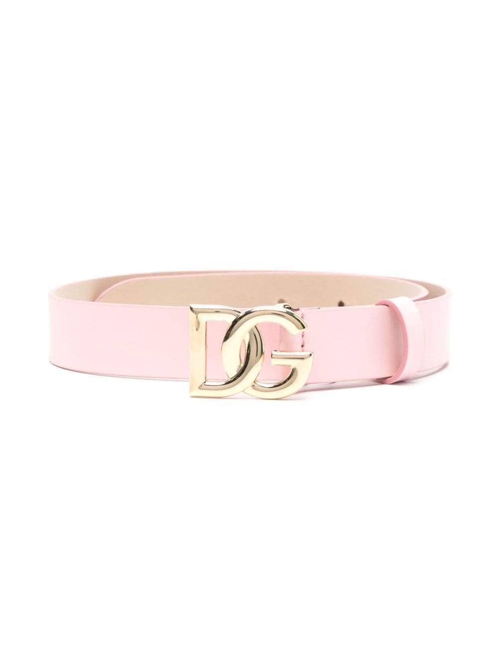 Cintura per bambina Dolce & Gabbana Kids rosa con placca logo oro - Rubino Kids