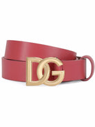 Cintura per bambina Dolce & Gabbana Kids rosso con fibbia DG oro - Rubino Kids