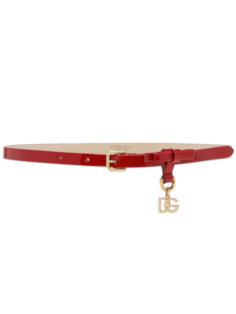 Cintura per bambina Dolce & Gabbana Kids rosso con placca logo oro - Rubino Kids