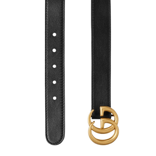 Cintura per bambini Gucci Kids nera con fibbia doppia G dorata - Rubino Kids