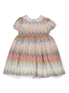 Completo abito in maglia a chevron per neonata Missoni Kids multicolor con orlo svasato - Rubino Kids