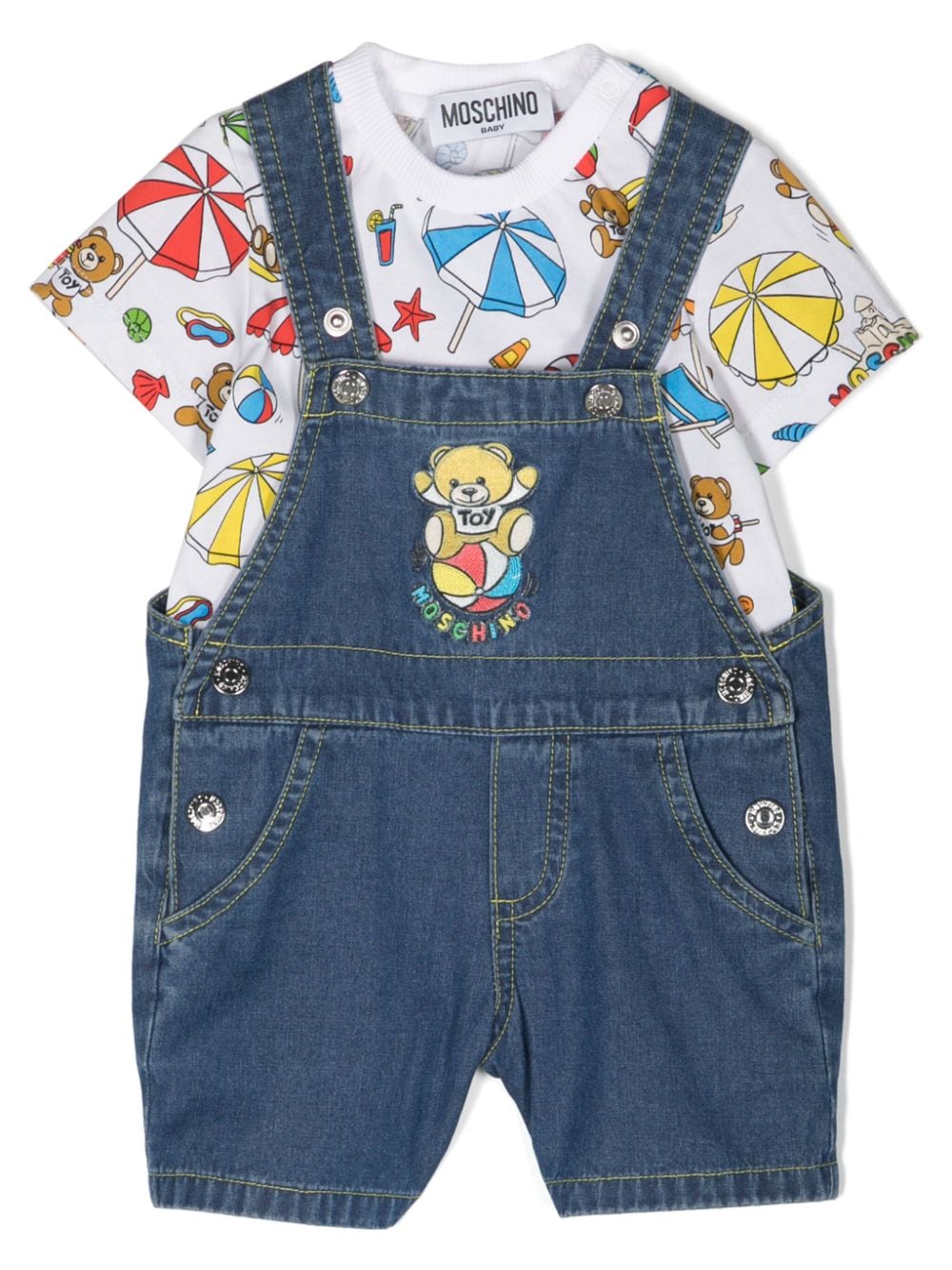 Completo con salopette in denim - Rubino Kids