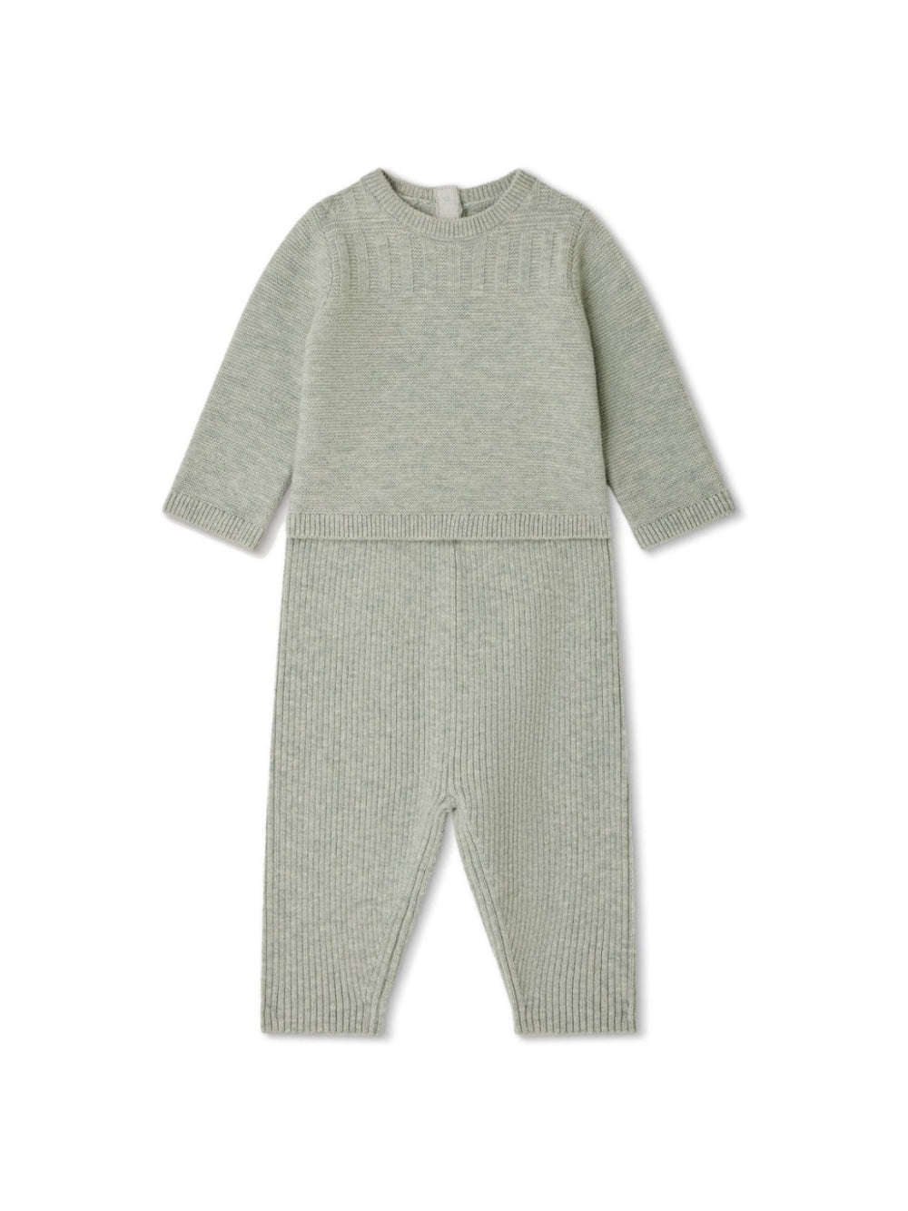 Completo Gavin in misto lana per neonato Bonpoint grigio con scollo rotondo - Rubino Kids