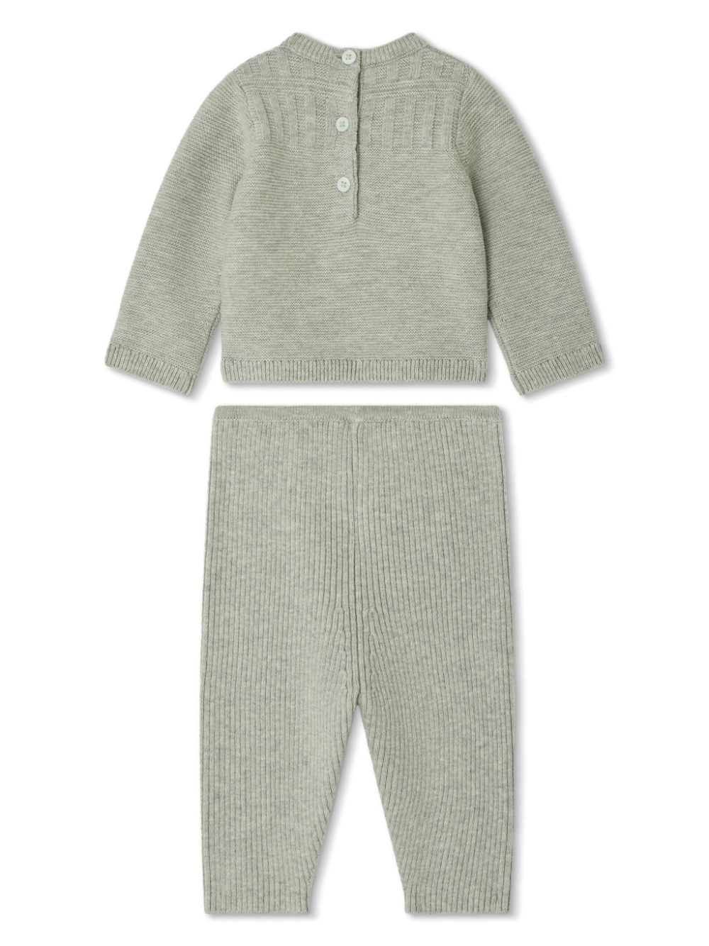 Completo Gavin in misto lana per neonato Bonpoint grigio con scollo rotondo - Rubino Kids