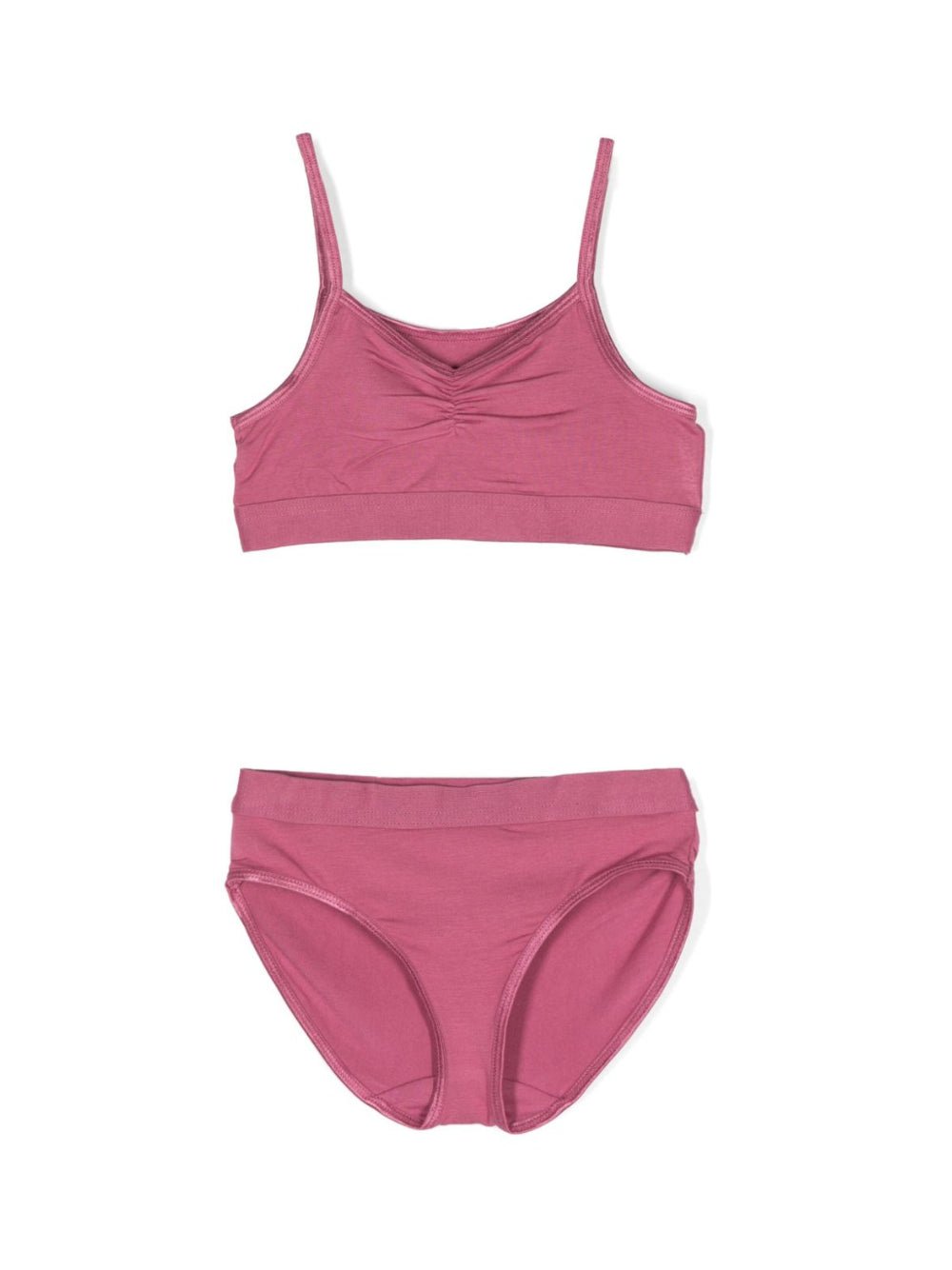 Completo intimo in jersey arricciato per bambina Molo rosa con scollo a V - Rubino Kids