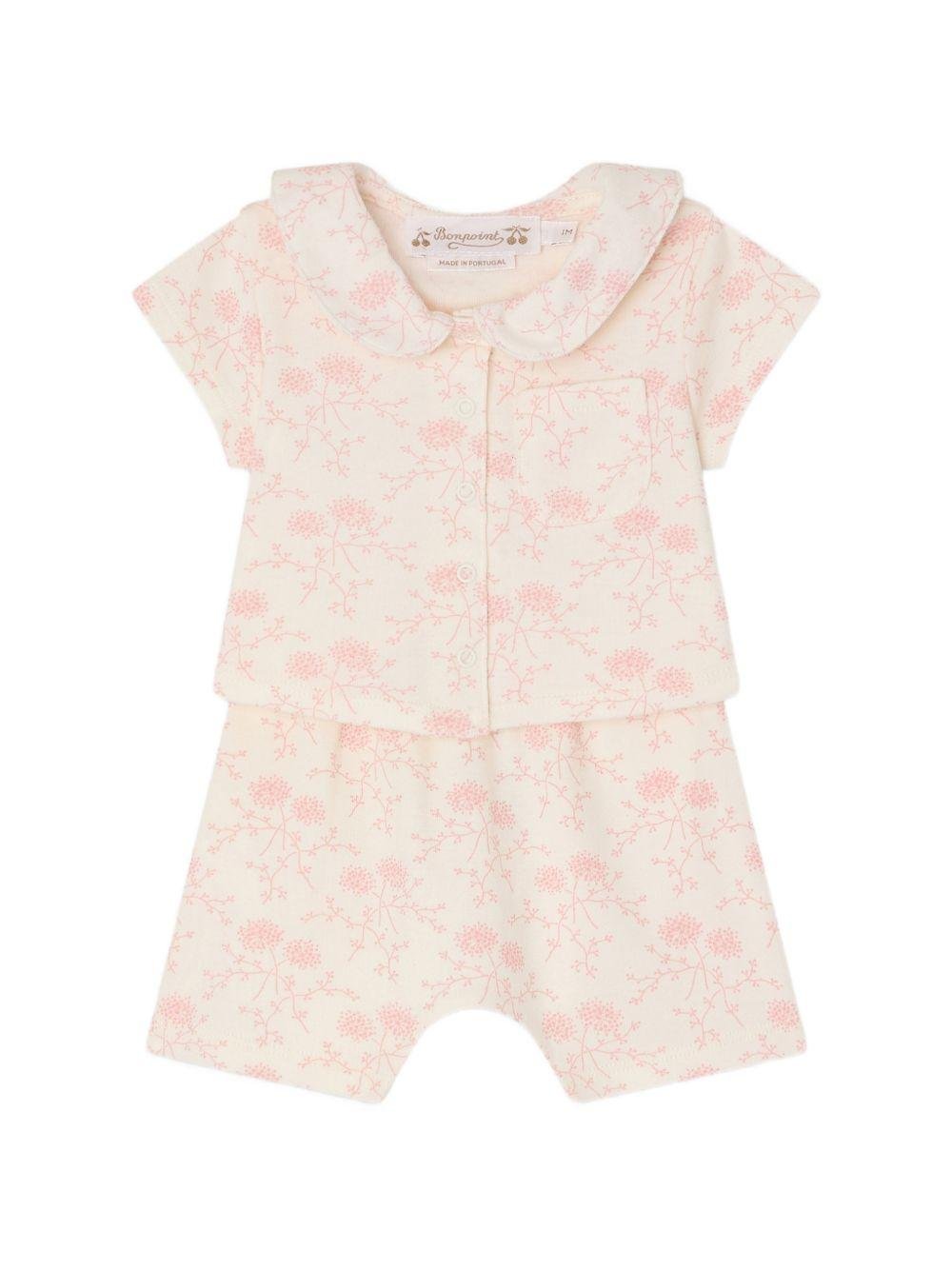 Completo Laelia per neonata Bonpoint beige con stampa a fiori - Rubino Kids