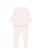 Completo maglioncino e pantaloni per neonata Paz Rodriguez rosa con lavorazione a pointelle - Rubino Kids