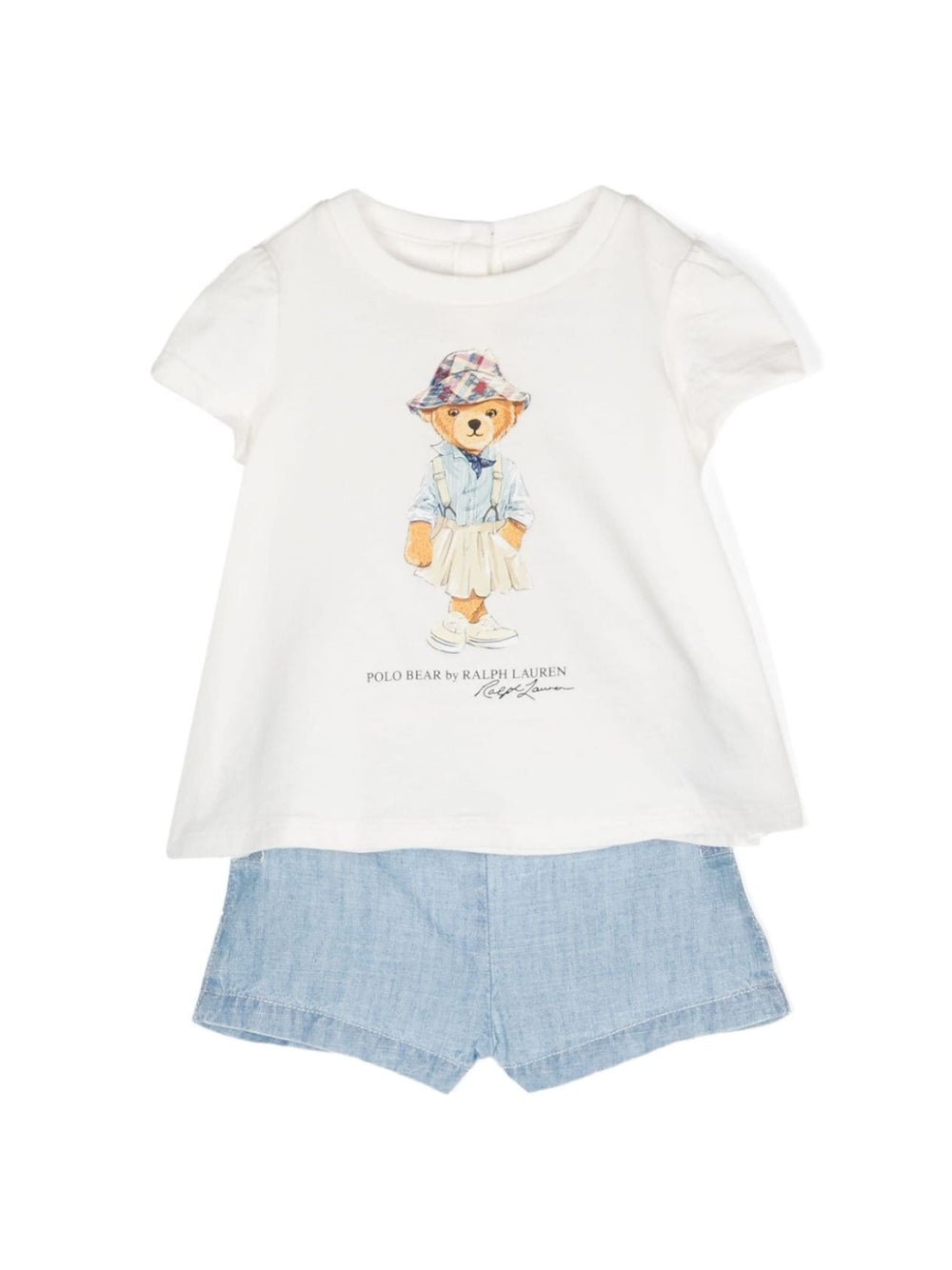 Completo pantaloncini e t-shirt per neonato Ralph Lauren Kids in cotone con motivo Polo Bear - Rubino Kids