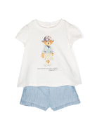 Completo pantaloncini e t-shirt per neonato Ralph Lauren Kids in cotone con motivo Polo Bear - Rubino Kids