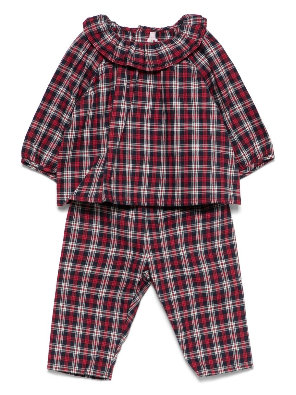 Completo per neonata Bonpoint rosso con motivo a quadri - Rubino Kids