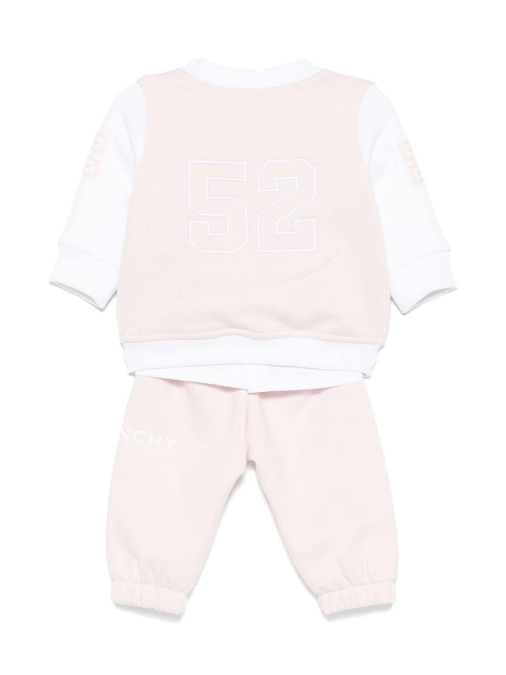 Completo per neonata Givenchy Kids rosa con caratteristico motivo 4G sulla manica e ricamo con rose posteriore - Rubino Kids