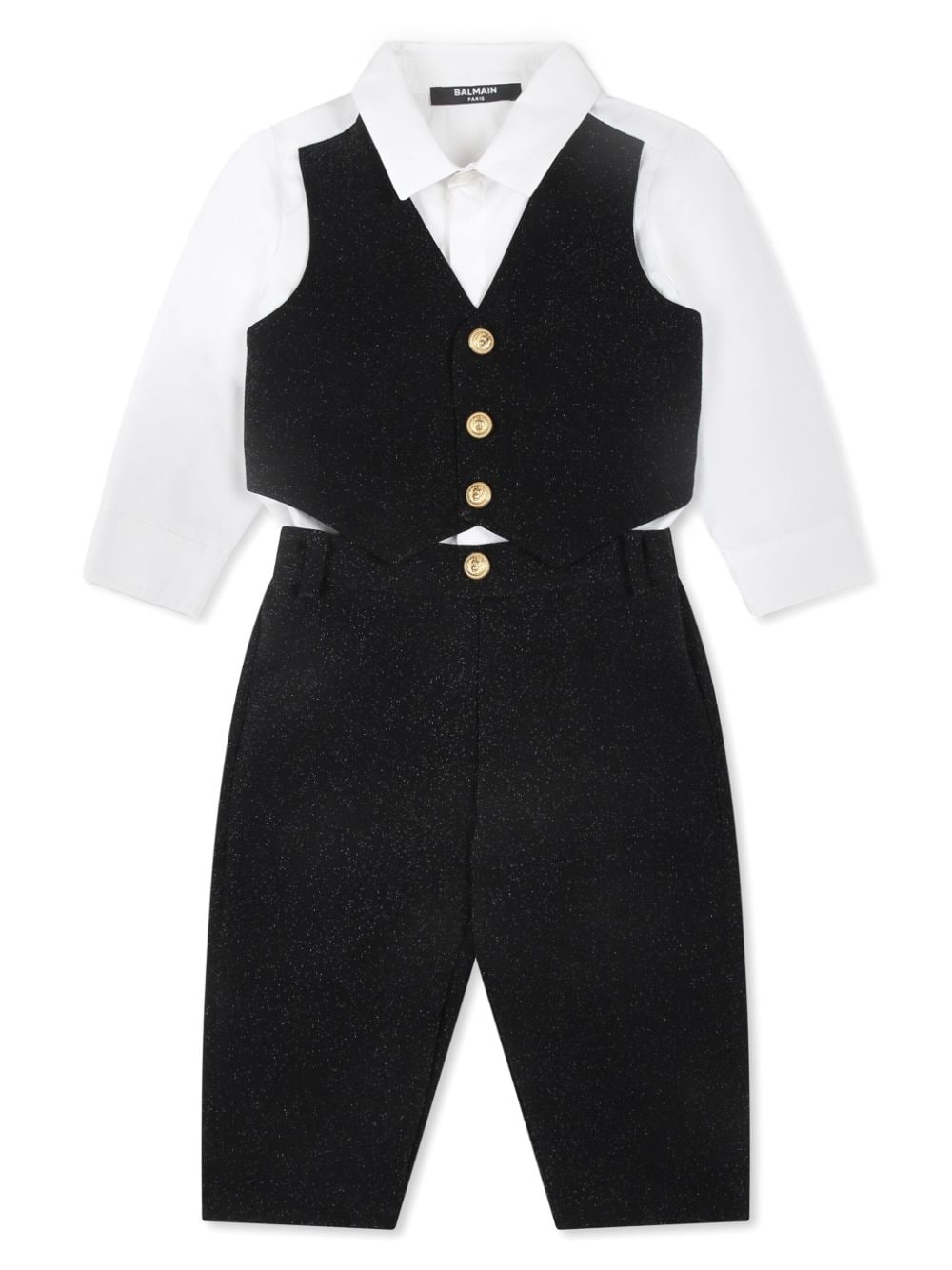 Completo per neonato Balmain Kids nero e bianco monopetto - Rubino Kids