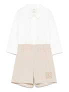 Completo per neonato Fendi Kids bianco e beige con bottoni anteriori - Rubino Kids