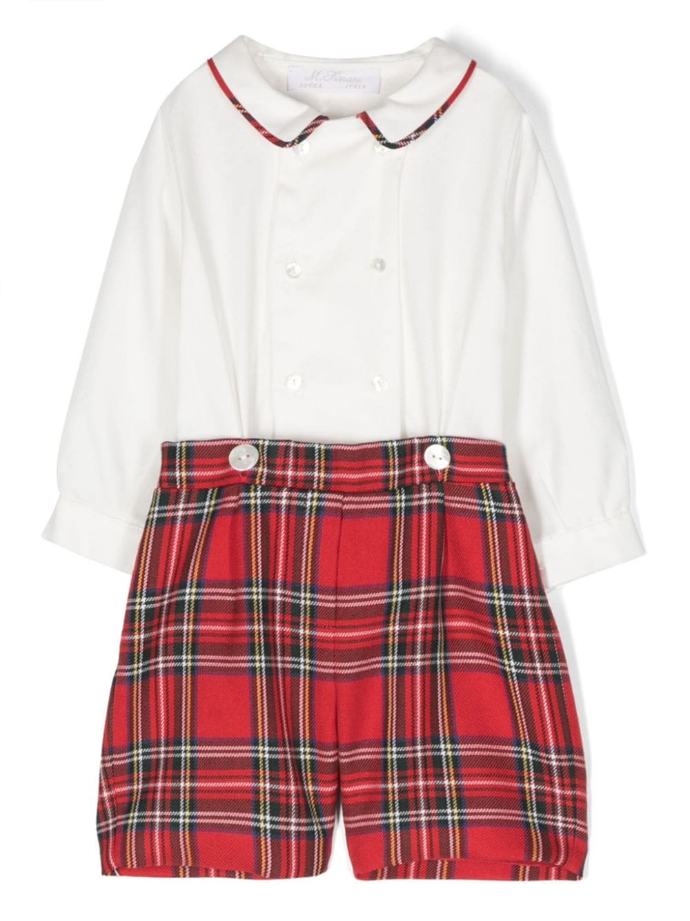 Completo shorts in cotone con fantasia tartan - Rubino Kids