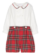 Completo shorts in cotone con fantasia tartan - Rubino Kids