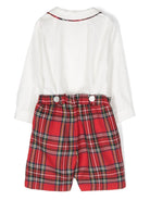 Completo shorts in cotone con fantasia tartan - Rubino Kids