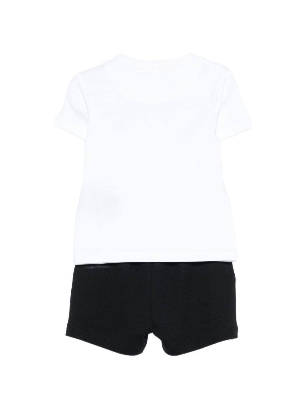 Completo t-shirt e shorts per neonati John Richmond Junior bianco e nero con dettaglio logo - Rubino Kids