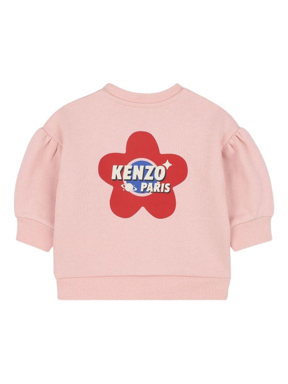 Completo tuta sportiva per neonata Kenzo Kids rosa con logo stampato - Rubino Kids