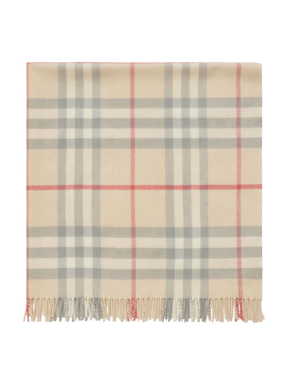 Coperta a quadri per neonato Burberry Kids beige con bordo sfrangiato - Rubino Kids