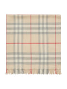 Coperta a quadri per neonato Burberry Kids beige con bordo sfrangiato - Rubino Kids