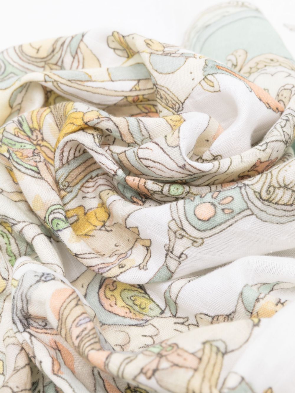 Coperta con stampa Caroulsel per neonato Atelier Choux bianco con forma squadrata - Rubino Kids