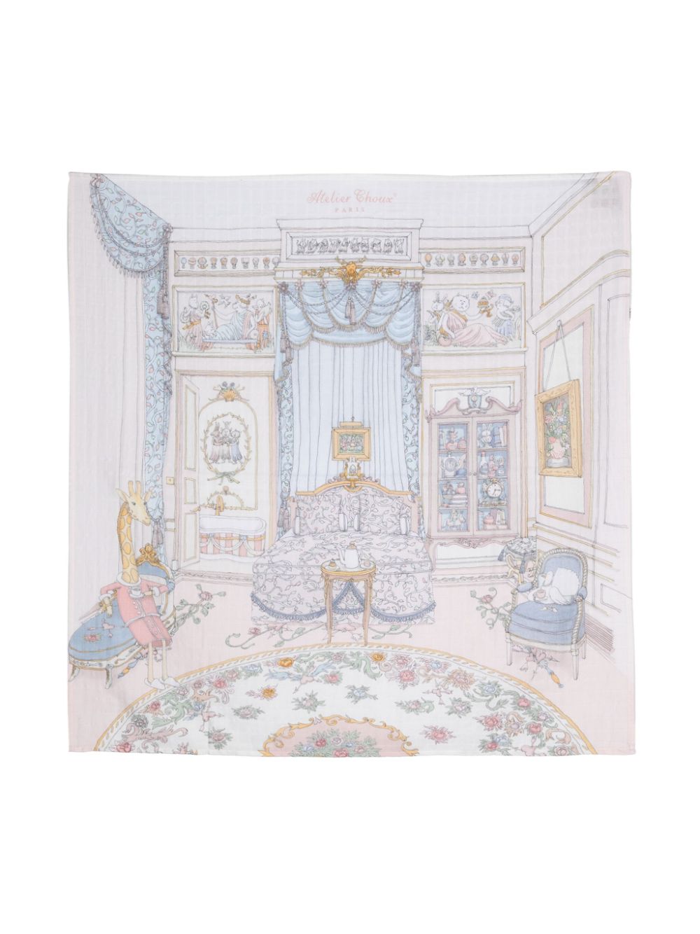 Coperta con stampa French Bedroom per neonato Atelier Choux con forma squadrata - Rubino Kids