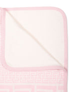 Coperta con stampa per neonato Balmain Kids rosa con angoli arrotondati - Rubino Kids