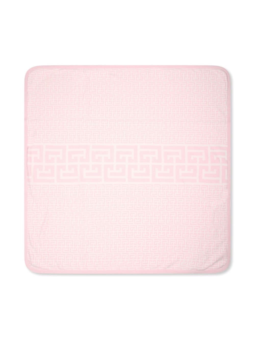 Coperta con stampa per neonato Balmain Kids rosa con angoli arrotondati - Rubino Kids