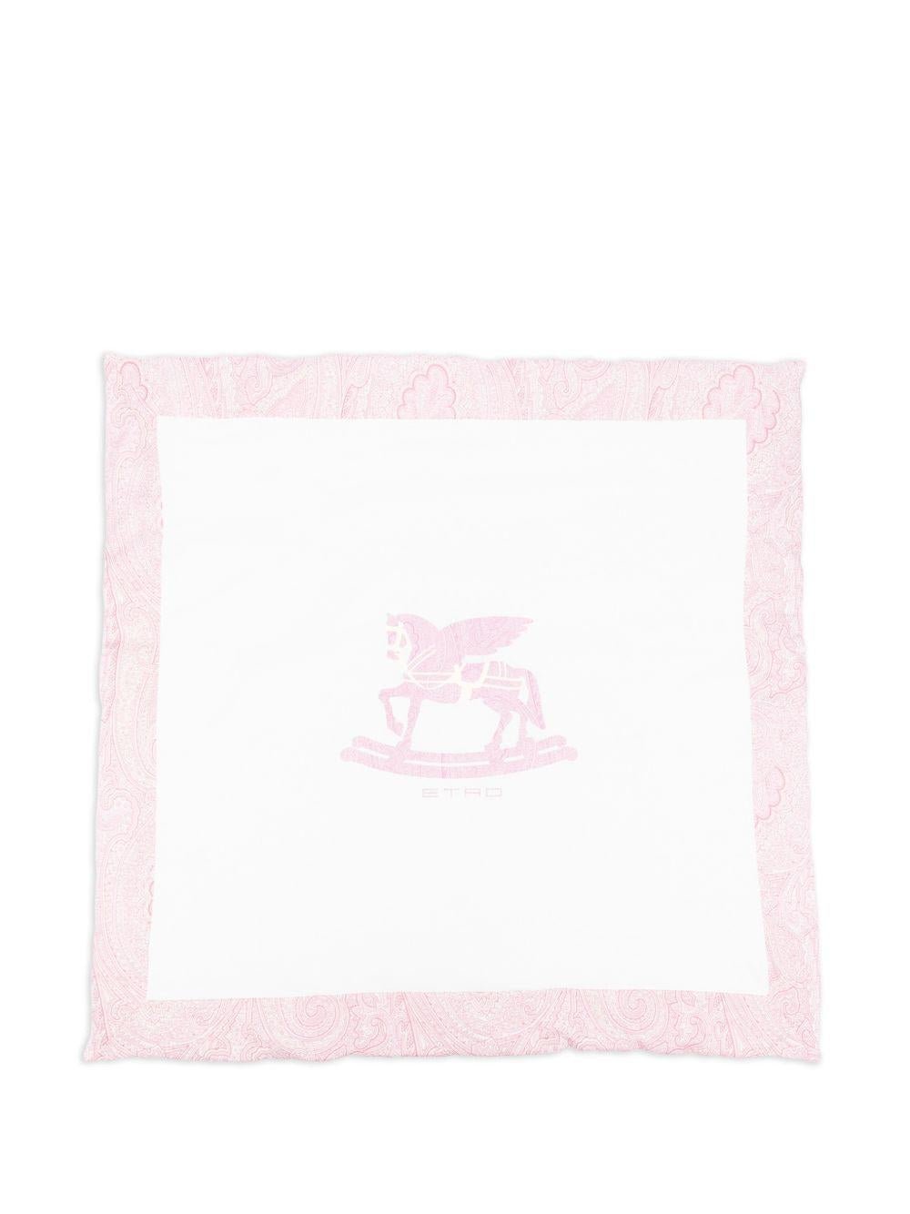 Coperta per neonata ETRO KIDS Pegaso bianco con stampa paisley - Rubino Kids