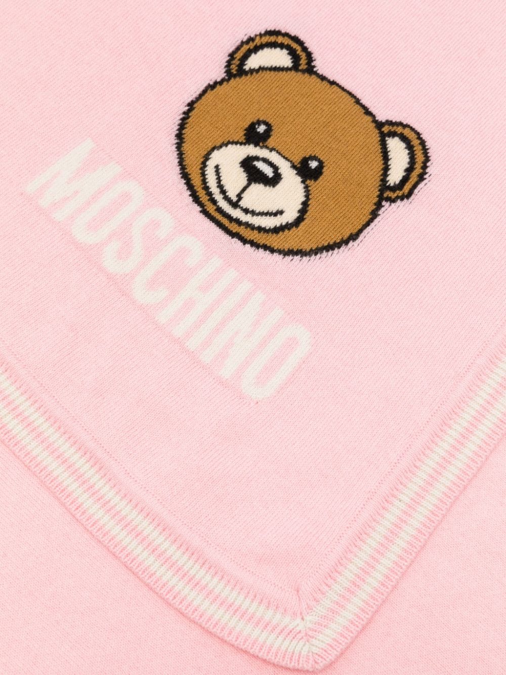 Coperta per neonata Moschino Kids rosa con motivo Teddy Bear a intarsi - Rubino Kids