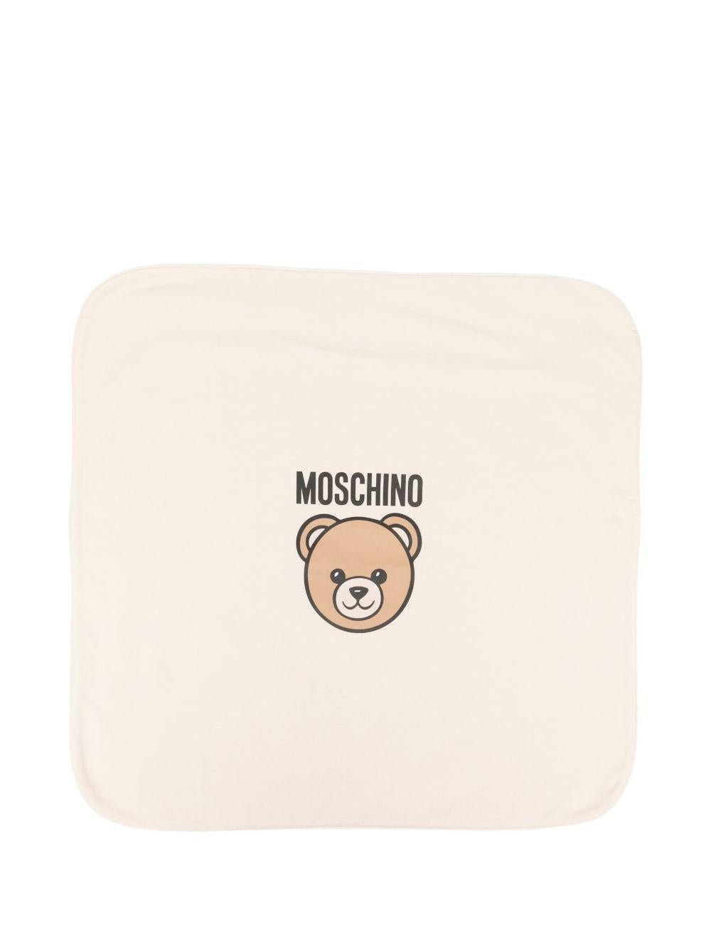 Coperta per neonati Moschino Kids beige con stampa Teddy Bear - Rubino Kids