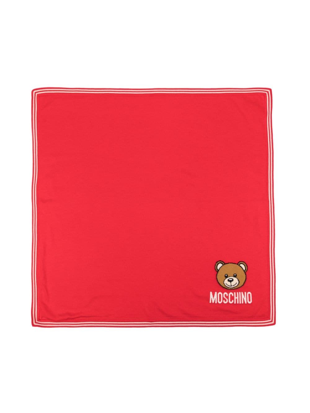 Coperta per neonati Moschino Kids rosso con motivo Teddy Bear a intarsi - Rubino Kids