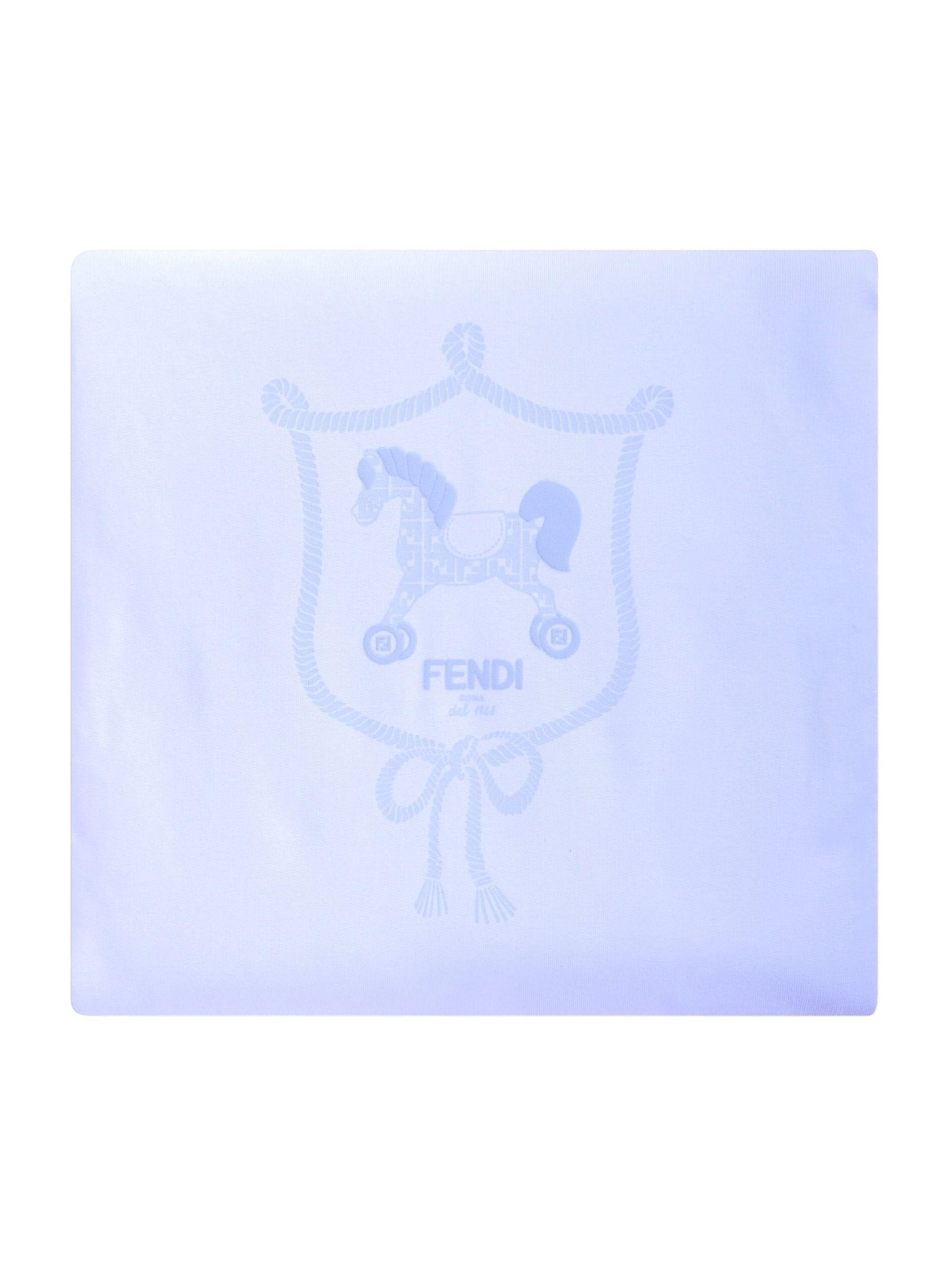 Coperta per neonato Fendi Kids azzurra con stampa Cavallino Fendi - Rubino Kids