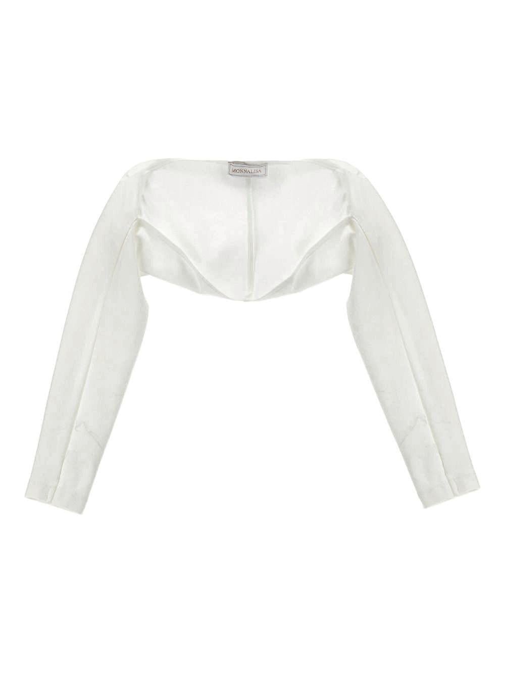 Coprispalle per bambina Monnalisa bianco a maniche lunghe - Rubino Kids