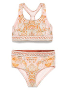 Costume completo bikini Wylie per bambina ZIMMERMANN Kids rosa con scollo a barchetta - Rubino Kids