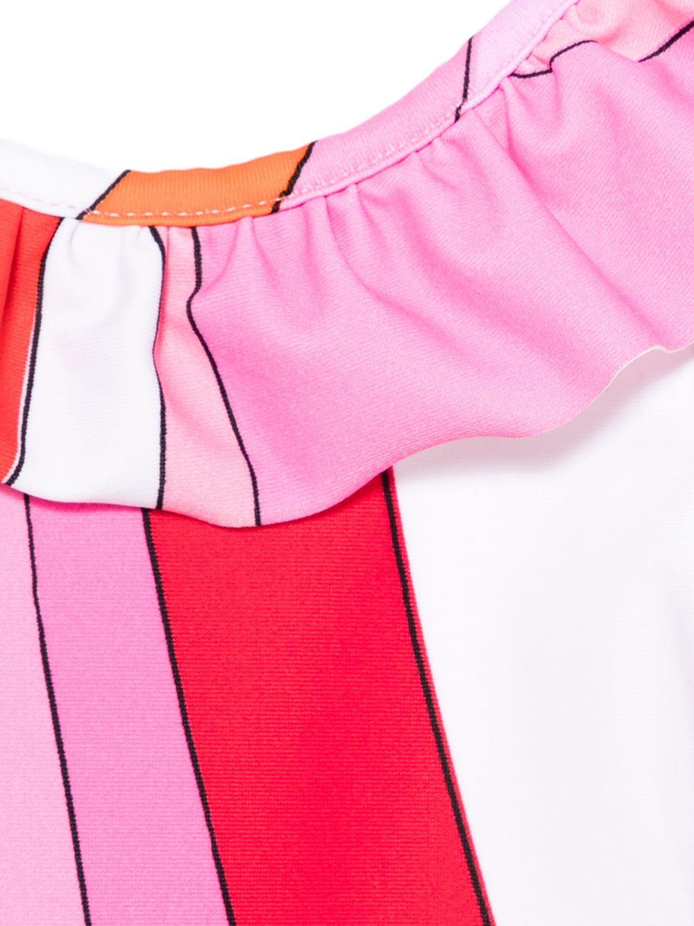 Costume da bagno per bambina Emilio Pucci Junior rosa con ruches - Rubino Kids