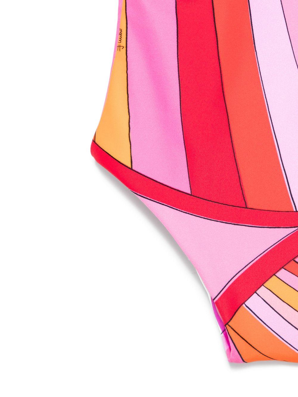 Costume da bagno per bambina Emilio Pucci Junior rosa con ruches - Rubino Kids