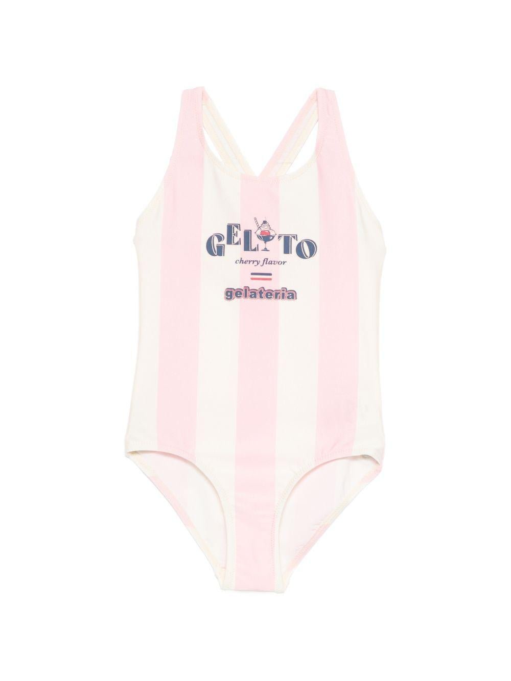 Costume da bagno per bambina Konges Slojd rosa con scollo a barchetta - Rubino Kids