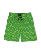 Costume da bagno per bambino Karl Lagerfeld Kids verde con motivo monogramma - Rubino Kids