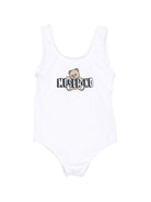 Costume da bagno per neonata Moschino Kids bianco con stampa grafica sul davanti - Rubino Kids