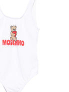 Costume da bagno per neonata Moschino Kids bianco con stampa orso sul davanti - Rubino Kids