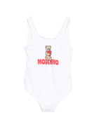 Costume da bagno per neonata Moschino Kids bianco con stampa orso sul davanti - Rubino Kids