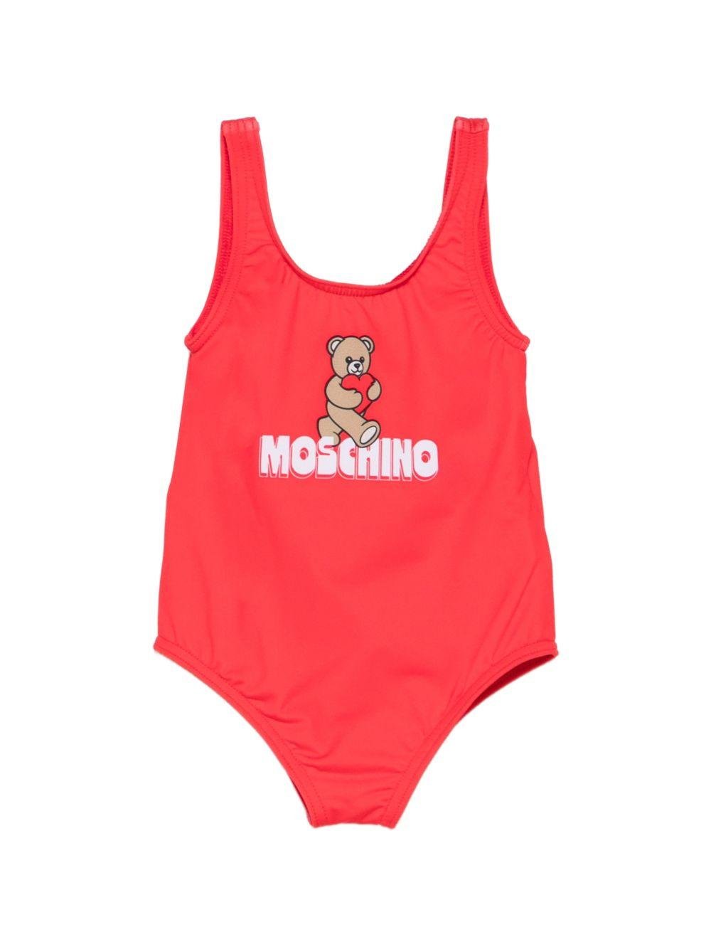 Costume da bagno per neonata Moschino Kids rosso con stampa orsetto sul davanti - Rubino Kids