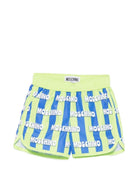 Costume da bagno per neonato Moschino Kids verde con motivo a righe azzurre - Rubino Kids