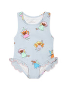 Costume intero con stampa per neonato Stella McCartney Kids azzurro senza maniche - Rubino Kids