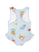 Costume intero con stampa per neonato Stella McCartney Kids azzurro senza maniche - Rubino Kids